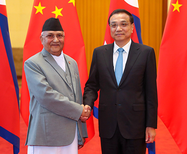 李克强欢迎尼泊尔总理奥利访华 